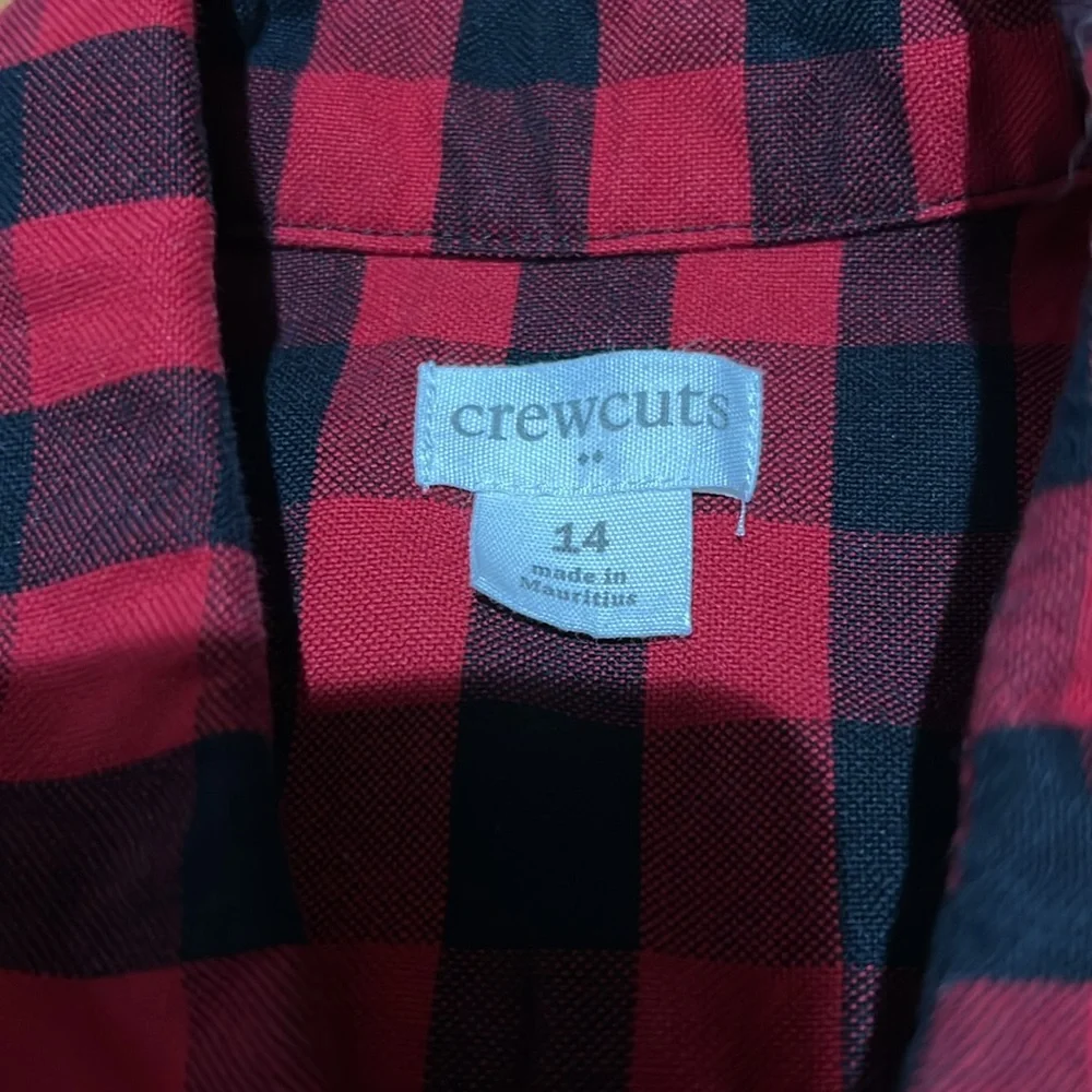 J Crew Crewcuts Buffalo Plaid Cotton Button Down Shirt Long Sleeve - Picture 4 of 5